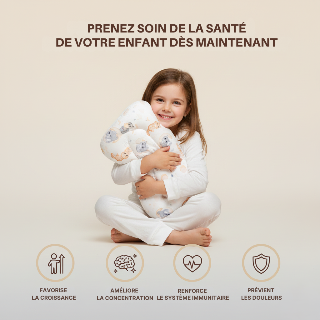 Oreiller Ergonomique de Croissance RELAXTEK® : Respirant & Anti-Tête Plate, Soutien du Cou de 1 à 12 ans