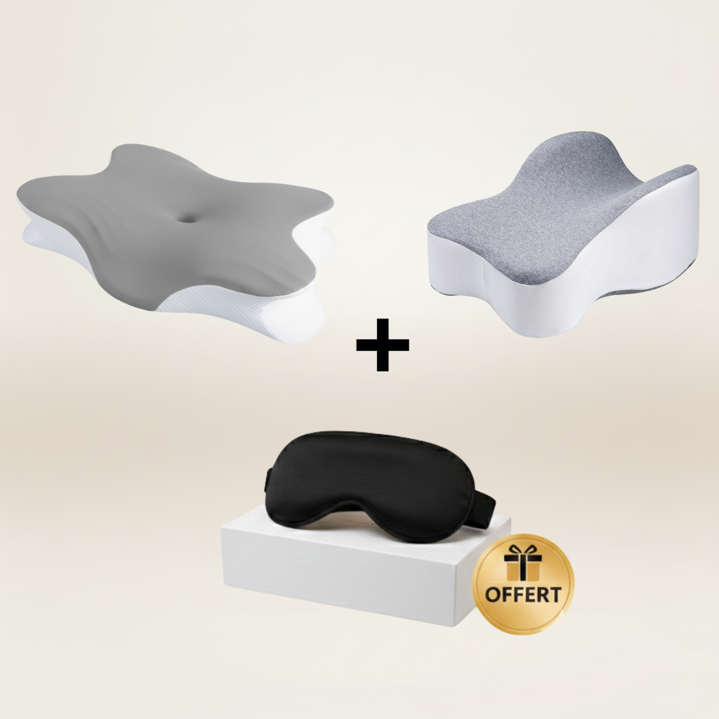 Schmerzfreies Schlaf-Set: Orthopädisches Kissen + Kniekissen + Augenmaske gratis